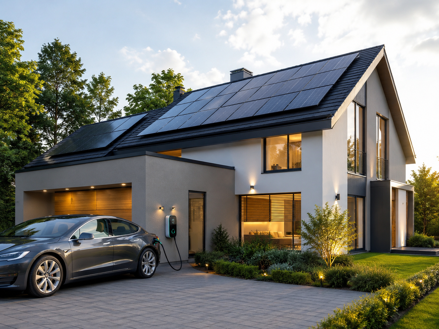 maison autonome avec une borne de recharge à domicile
